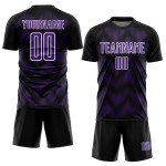 Benutzerdefiniertes schwarz-lila-weißes Sublimations-Fußballtrikot Benutzerdefiniertes schwarz-lila-weißes Sublimations-Fußballtrikot