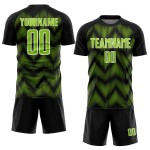 Benutzerdefiniertes schwarz-neongrün-weißes Sublimations-Fußballtrikot Benutzerdefiniertes schwarz-neongrün-weißes Sublimations-Fußballtrikot