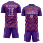 Benutzerdefinierte Lila Orange-Weiß Linie Sublimation Fußball Uniform Trikot Benutzerdefinierte Lila Orange-Weiß Linie Sublimation Fußball Uniform Trikot
