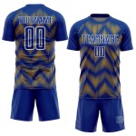 Benutzerdefiniertes Fußballtrikot mit Sublimationsdruck in Royal Gold und Weiß Benutzerdefiniertes Fußballtrikot mit Sublimationsdruck in Royal Gold und Weiß