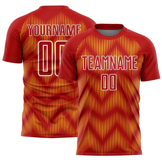 Benutzerdefiniertes rot-gelb-weißes Sublimations-Fußballtrikot Benutzerdefiniertes rot-gelb-weißes Sublimations-Fußballtrikot