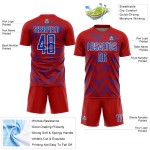 Benutzerdefiniertes Red Thunder Blau-Weiß Line Sublimation Fußballuniform-Trikot Benutzerdefiniertes Red Thunder Blau-Weiß Line Sublimation Fußballuniform-Trikot