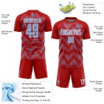 Benutzerdefiniertes rot-hellblau-weißes Sublimations-Fußballtrikot Benutzerdefiniertes rot-hellblau-weißes Sublimations-Fußballtrikot