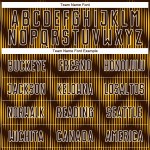 Benutzerdefiniertes Sublimations-Fußballtrikot in Braun und Gold mit weißer Linie Benutzerdefiniertes Sublimations-Fußballtrikot in Braun und Gold mit weißer Linie