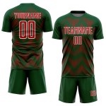 Benutzerdefiniertes Sublimations-Fußballtrikot mit grün-rot-weißer Linie Benutzerdefiniertes Sublimations-Fußballtrikot mit grün-rot-weißer Linie