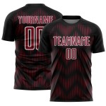 Benutzerdefinierte schwarz-rot-weiße Linie Sublimation Fußballuniform Trikot Benutzerdefinierte schwarz-rot-weiße Linie Sublimation Fußballuniform Trikot
