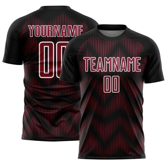 Benutzerdefinierte schwarz-rot-weiße Linie Sublimation Fußballuniform Trikot Benutzerdefinierte schwarz-rot-weiße Linie Sublimation Fußballuniform Trikot
