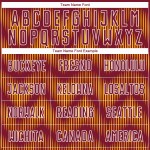 Benutzerdefiniertes purpurrotes Gold-Weiß-Linien-Sublimations-Fußballtrikot Benutzerdefiniertes purpurrotes Gold-Weiß-Linien-Sublimations-Fußballtrikot