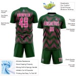 Benutzerdefiniertes grün-rosa-weißes Sublimations-Fußballtrikot Benutzerdefiniertes grün-rosa-weißes Sublimations-Fußballtrikot