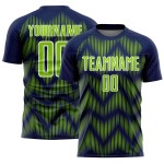 Benutzerdefiniertes Marineblaues Neongrün-Weißes Sublimations-Fußballtrikot Benutzerdefiniertes Marineblaues Neongrün-Weißes Sublimations-Fußballtrikot