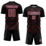 Benutzerdefinierte schwarz-rot-weiße Linie Sublimation Fußballuniform Trikot Benutzerdefinierte schwarz-rot-weiße Linie Sublimation Fußballuniform Trikot