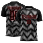 Benutzerdefiniertes schwarz-rot-weißes Sublimations-Fußballtrikot Benutzerdefiniertes schwarz-rot-weißes Sublimations-Fußballtrikot
