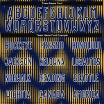 Benutzerdefiniertes Marineblaues Fußballtrikot mit gold-weißer Linie und Sublimationsdruck Benutzerdefiniertes Marineblaues Fußballtrikot mit gold-weißer Linie und Sublimationsdruck