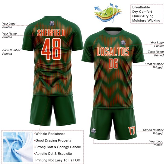 Benutzerdefiniertes grün-orange-weißes Sublimations-Fußballtrikot Benutzerdefiniertes grün-orange-weißes Sublimations-Fußballtrikot