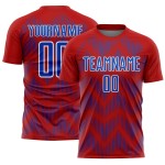 Benutzerdefiniertes Red Thunder Blau-Weiß Line Sublimation Fußballuniform-Trikot Benutzerdefiniertes Red Thunder Blau-Weiß Line Sublimation Fußballuniform-Trikot