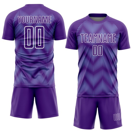 Benutzerdefinierte Lila Hellblau-Weiße Linie Sublimation Fußball Uniform Trikot Benutzerdefinierte Lila Hellblau-Weiße Linie Sublimation Fußball Uniform Trikot