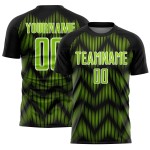 Benutzerdefiniertes schwarz-neongrün-weißes Sublimations-Fußballtrikot Benutzerdefiniertes schwarz-neongrün-weißes Sublimations-Fußballtrikot