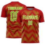 Benutzerdefiniertes Sublimations-Fußballtrikot mit roter, neongrüner und weißer Linie Benutzerdefiniertes Sublimations-Fußballtrikot mit roter, neongrüner und weißer Linie