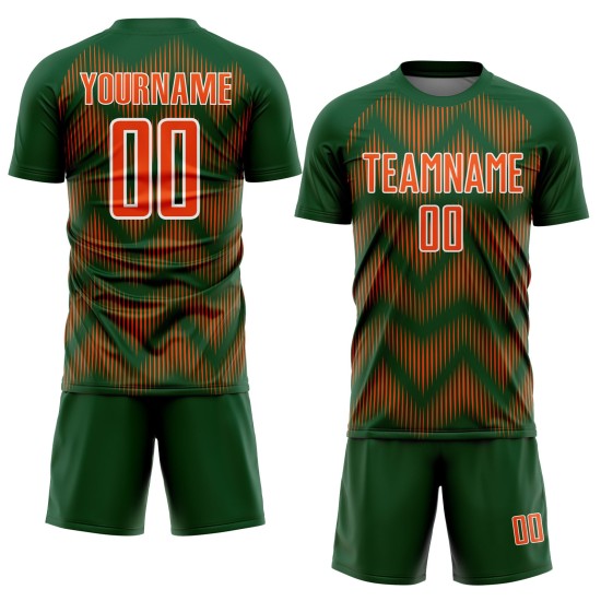Benutzerdefiniertes grün-orange-weißes Sublimations-Fußballtrikot Benutzerdefiniertes grün-orange-weißes Sublimations-Fußballtrikot