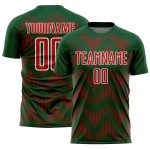 Benutzerdefiniertes Sublimations-Fußballtrikot mit grün-rot-weißer Linie Benutzerdefiniertes Sublimations-Fußballtrikot mit grün-rot-weißer Linie