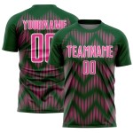 Benutzerdefiniertes grün-rosa-weißes Sublimations-Fußballtrikot Benutzerdefiniertes grün-rosa-weißes Sublimations-Fußballtrikot