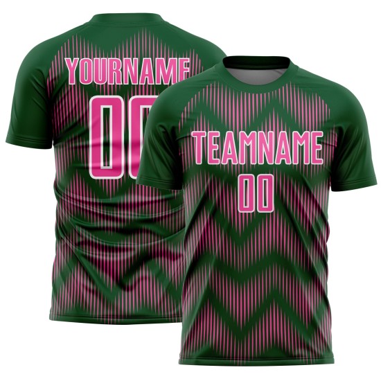 Benutzerdefiniertes grün-rosa-weißes Sublimations-Fußballtrikot Benutzerdefiniertes grün-rosa-weißes Sublimations-Fußballtrikot