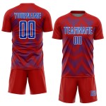 Benutzerdefiniertes Red Thunder Blau-Weiß Line Sublimation Fußballuniform-Trikot Benutzerdefiniertes Red Thunder Blau-Weiß Line Sublimation Fußballuniform-Trikot