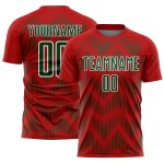 Benutzerdefiniertes rot-grün-weißes Sublimations-Fußballtrikot Benutzerdefiniertes rot-grün-weißes Sublimations-Fußballtrikot
