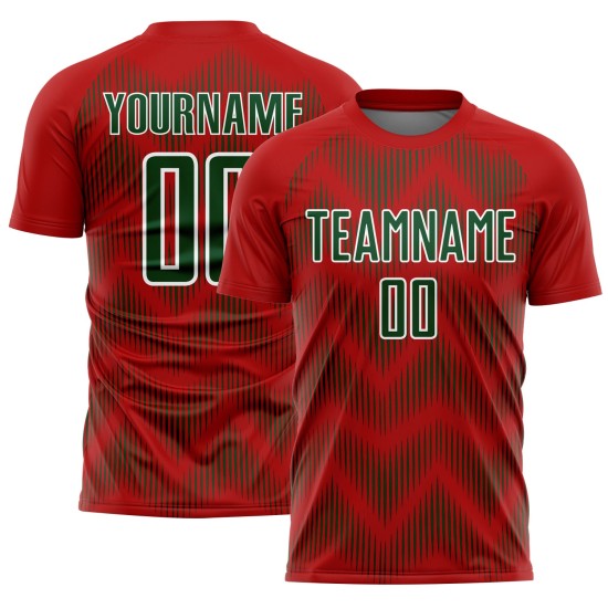 Benutzerdefiniertes rot-grün-weißes Sublimations-Fußballtrikot Benutzerdefiniertes rot-grün-weißes Sublimations-Fußballtrikot