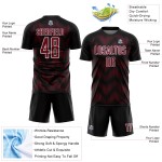 Benutzerdefinierte schwarz-rot-weiße Linie Sublimation Fußballuniform Trikot Benutzerdefinierte schwarz-rot-weiße Linie Sublimation Fußballuniform Trikot