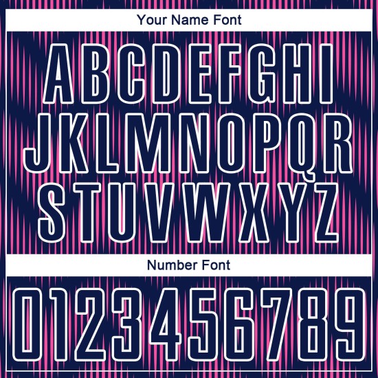 Benutzerdefiniertes Marineblau-Pink-Weiß-Linien-Sublimations-Fußballtrikot Benutzerdefiniertes Marineblau-Pink-Weiß-Linien-Sublimations-Fußballtrikot