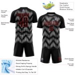 Benutzerdefiniertes schwarz-rot-weißes Sublimations-Fußballtrikot Benutzerdefiniertes schwarz-rot-weißes Sublimations-Fußballtrikot