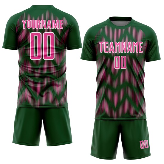 Benutzerdefiniertes grün-rosa-weißes Sublimations-Fußballtrikot Benutzerdefiniertes grün-rosa-weißes Sublimations-Fußballtrikot