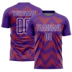 Benutzerdefinierte Lila Orange-Weiß Linie Sublimation Fußball Uniform Trikot Benutzerdefinierte Lila Orange-Weiß Linie Sublimation Fußball Uniform Trikot