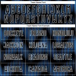 Benutzerdefiniertes Sublimations-Fußballtrikot in Schwarz-Pulverblau mit weißer Linie Benutzerdefiniertes Sublimations-Fußballtrikot in Schwarz-Pulverblau mit weißer Linie