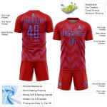 Benutzerdefiniertes Sublimations-Fußballtrikot in Rot/Mittelviolett/Schwarz Benutzerdefiniertes Sublimations-Fußballtrikot in Rot/Mittelviolett/Schwarz