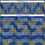 Benutzerdefiniertes Fußballtrikot mit Sublimationsdruck in Royal Gold und Weiß Benutzerdefiniertes Fußballtrikot mit Sublimationsdruck in Royal Gold und Weiß